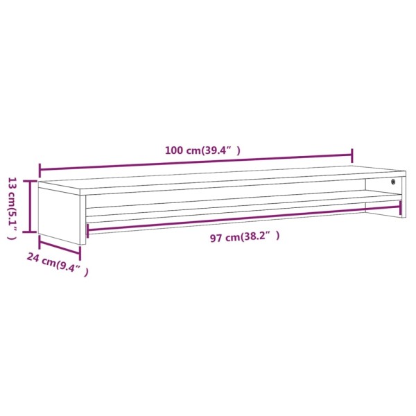 Soporte monitor madera contrachapada roble marrón 100x24x13 cm