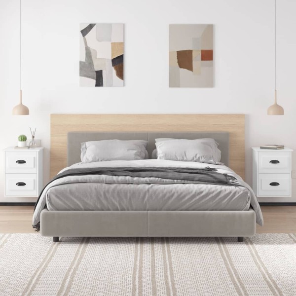 Mesitas de noche de pared 2 uds blanco brillante 41,5x36x53 cm