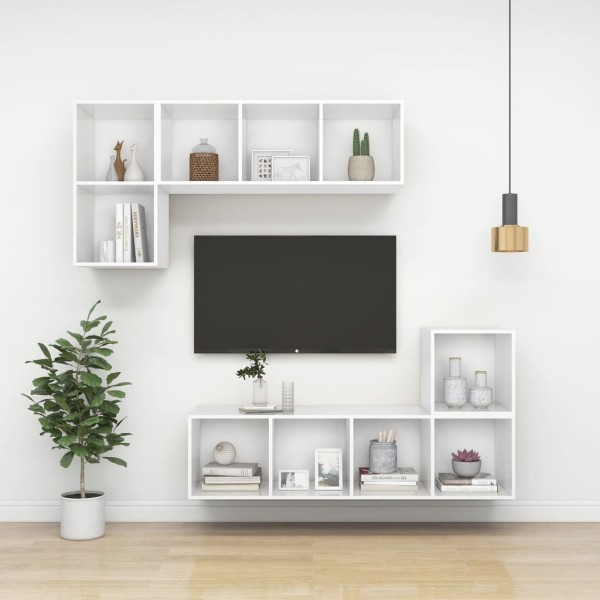 Mueble de pared para TV madera contrachapada blanco 37x37x72 cm