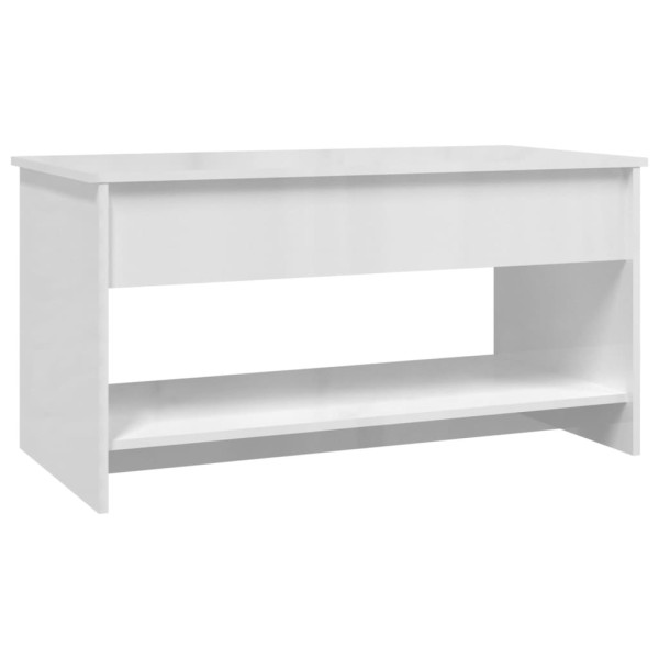 Mesa de centro madera contrachapada blanco brillo 102x50x52,5cm