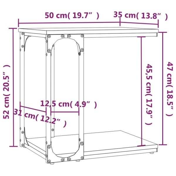 Mesa auxiliar madera contrachapada negro 50x35x52 cm