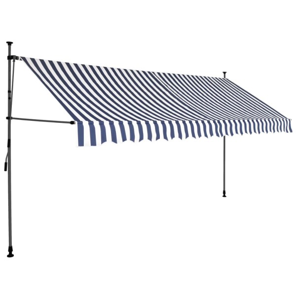 Toldo manual retráctil con LED azul y blanco 350 cm