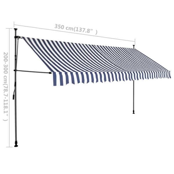 Toldo manual retráctil con LED azul y blanco 350 cm