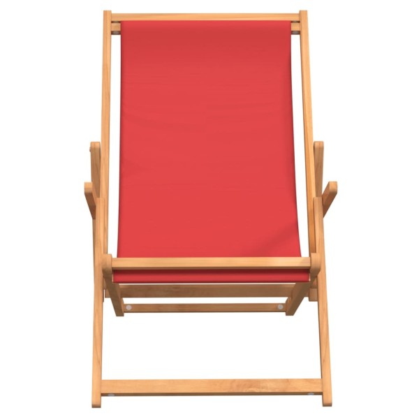 Silla de playa plegable de madera maciza de teca rojo