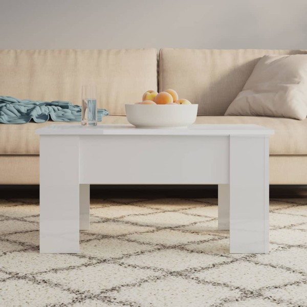 Mesa de centro madera contrachapada blanco brillo 79x49x41 cm