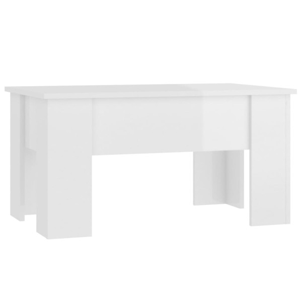 Mesa de centro madera contrachapada blanco brillo 79x49x41 cm