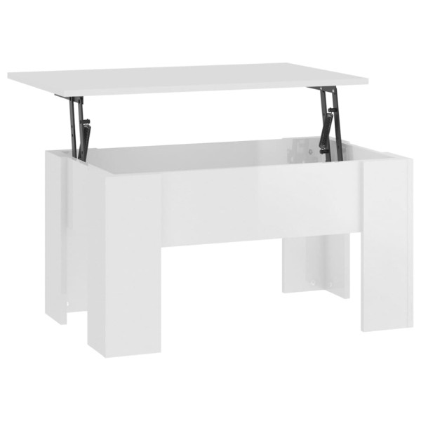 Mesa de centro madera contrachapada blanco brillo 79x49x41 cm