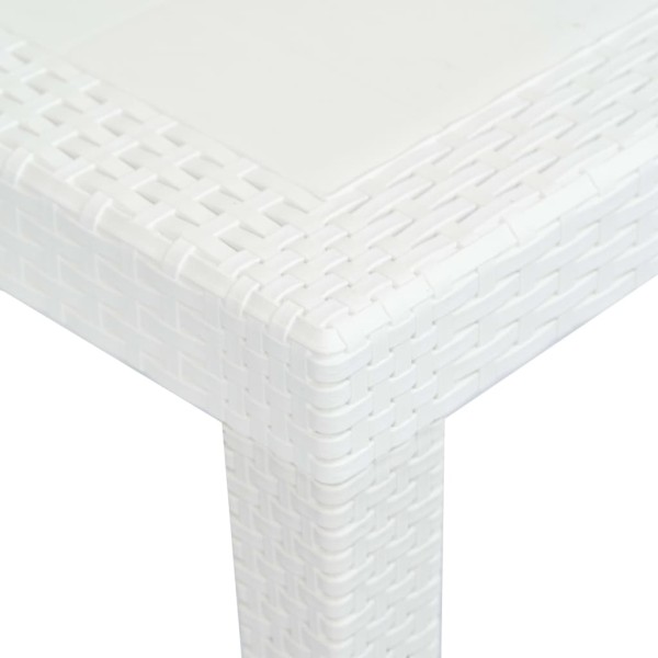 Mesa de jardín plástico aspecto de ratán blanco 150x90x72 cm