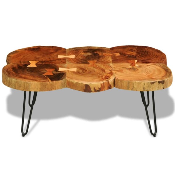 Mesa de centro de 6 troncos madera maciza de sheesham 35 cm