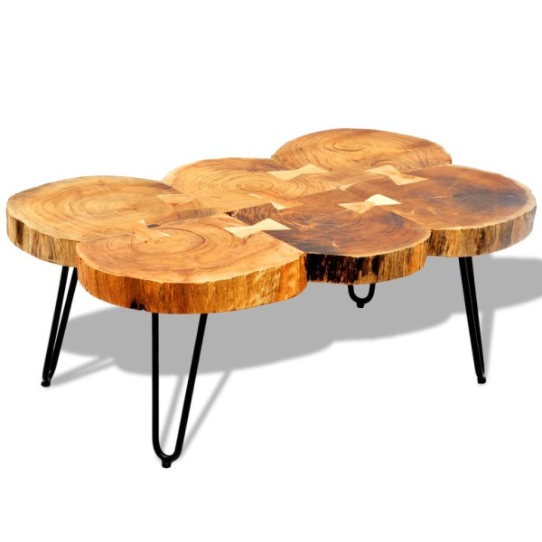 Mesa de centro de 6 troncos madera maciza de sheesham 35 cm