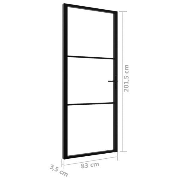 Puerta interior vidrio ESG y aluminio negro 83x201,5 cm