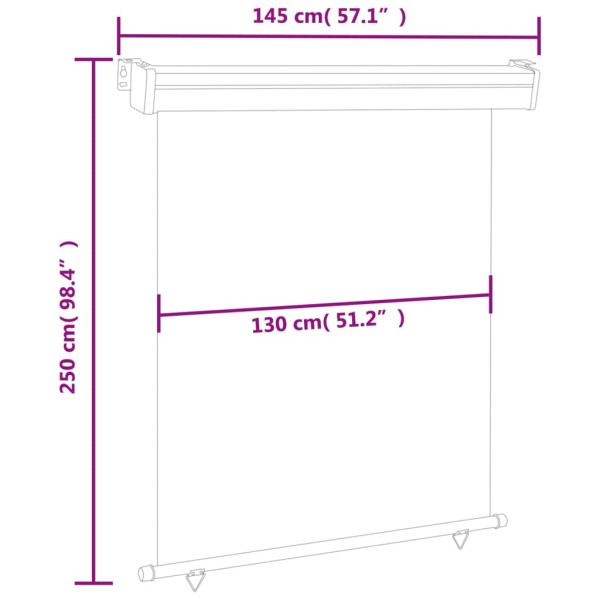 Toldo lateral de balcón negro 145x250 cm