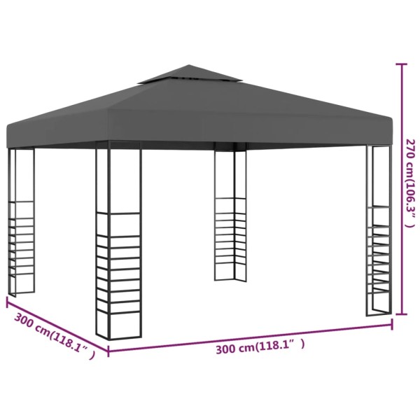 Carpa cenador de jardín gris antracita 3x3 m