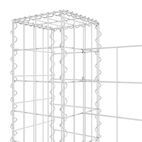 Cesta de gaviones forma de U 4 postes de hierro 380x20x100 cm