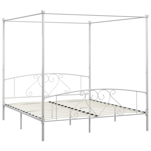 Estructura de cama con dosel metal blanco 200x200 cm