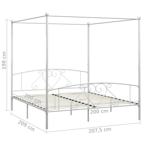 Estructura de cama con dosel metal blanco 200x200 cm