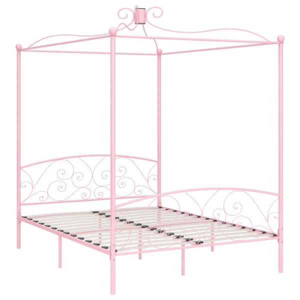 Estructura de cama con dosel metal rosa 180x200 cm