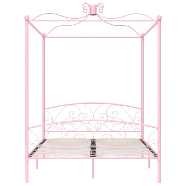 Estructura de cama con dosel metal rosa 180x200 cm