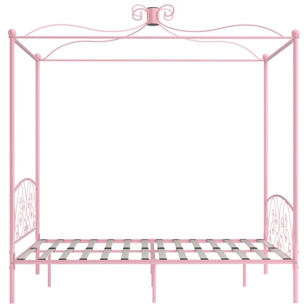 Estructura de cama con dosel metal rosa 180x200 cm