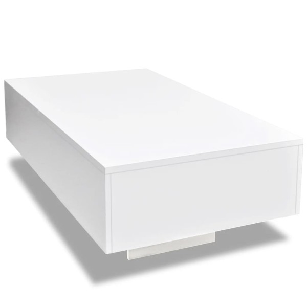 Mesa de centro rectangular blanco con brillo