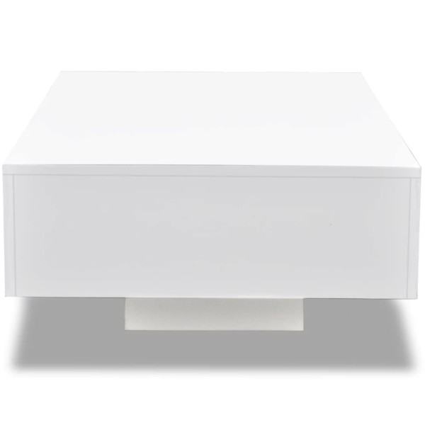 Mesa de centro rectangular blanco con brillo