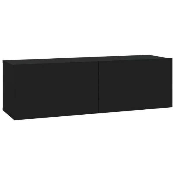 Muebles TV pared 2 uds madera contrachapada negro 100x30x30 cm