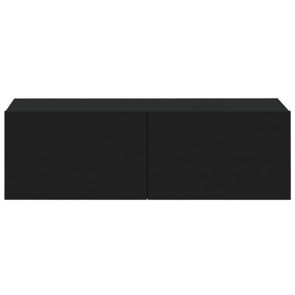 Muebles TV pared 2 uds madera contrachapada negro 100x30x30 cm