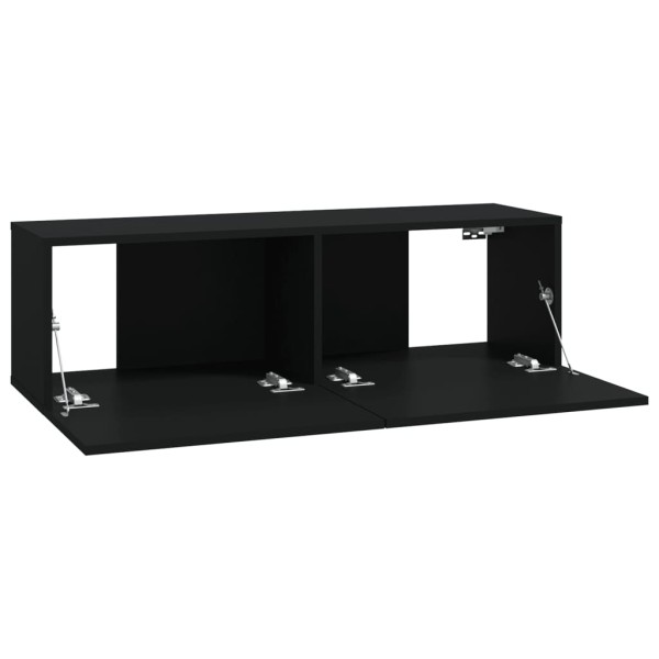 Muebles TV pared 2 uds madera contrachapada negro 100x30x30 cm