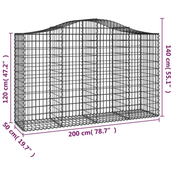 Cesta gaviones forma arco hierro galvanizado 200x50x120/140 cm