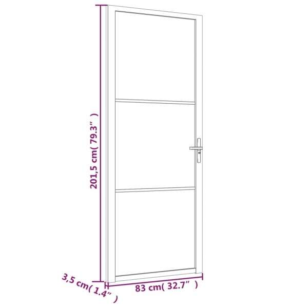 Puerta interior de vidrio y aluminio negro mate 83x201,5 cm