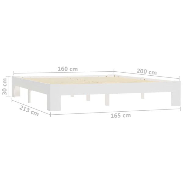 Estructura de cama de madera maciza de pino blanco 160x200 cm