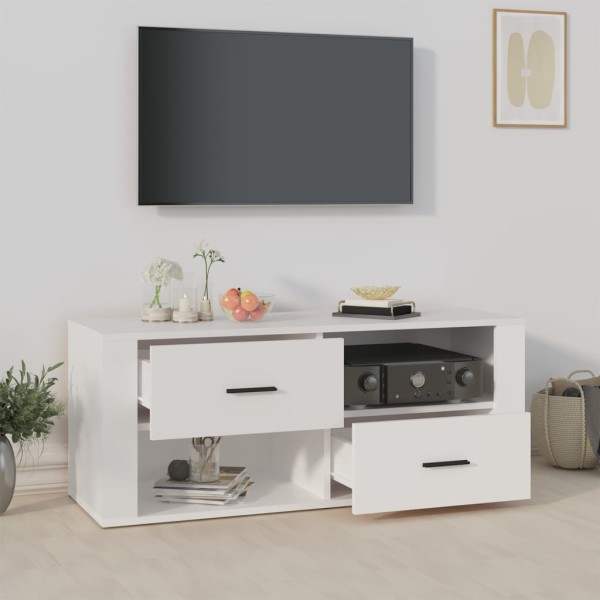 Mueble para TV madera contrachapada blanco 100x35x40 cm