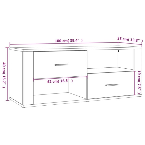 Mueble para TV madera contrachapada blanco 100x35x40 cm