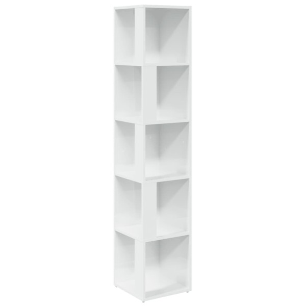 Mueble esquina madera contrachapada blanco brillo 33x33x164,5cm