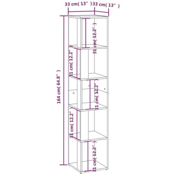 Mueble esquina madera contrachapada blanco brillo 33x33x164,5cm