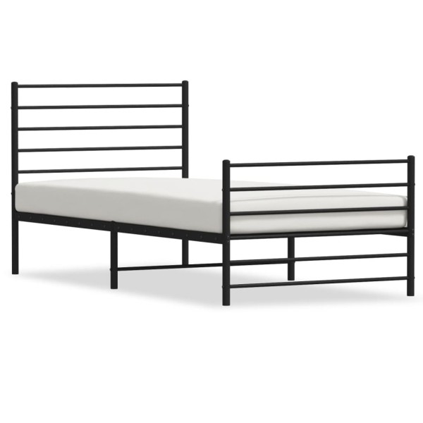 Estructura de cama con cabecero y estribo metal negro 90x190 cm