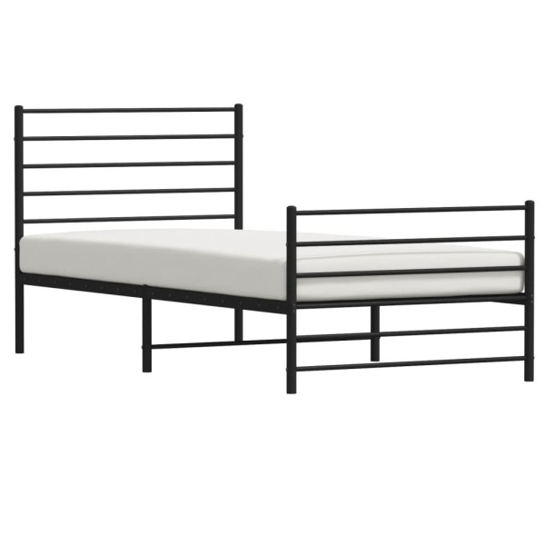 Estructura de cama con cabecero y estribo metal negro 90x190 cm