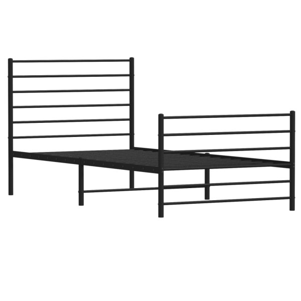 Estructura de cama con cabecero y estribo metal negro 90x190 cm