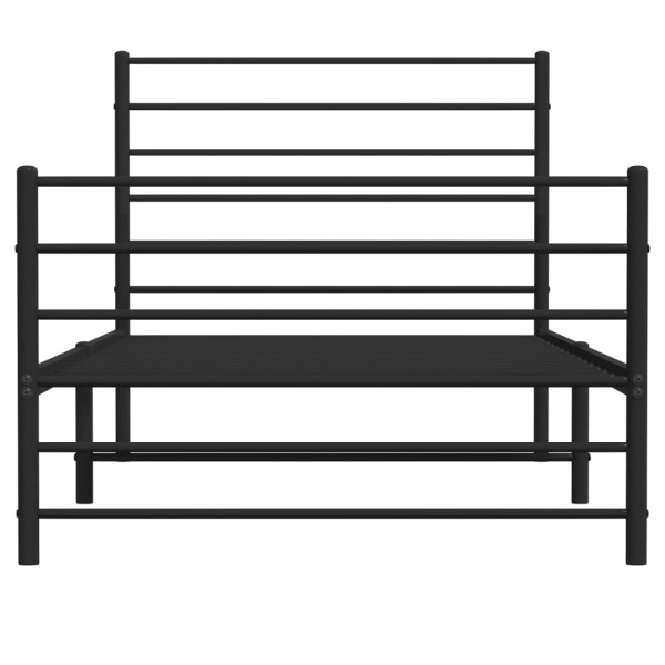 Estructura de cama con cabecero y estribo metal negro 90x190 cm