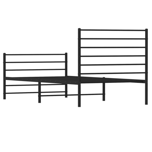 Estructura de cama con cabecero y estribo metal negro 90x190 cm