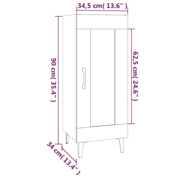 Aparador de madera contrachapada blanco 34,5x34x90 cm