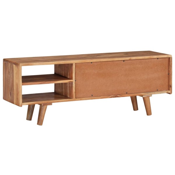 Mueble de TV madera maciza acacia puertas talladas 117x30x40 cm