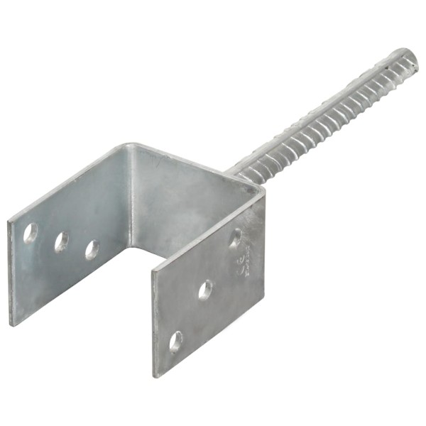 Anclajes de valla 6 uds acero galvanizado plateado 8x6x30 cm