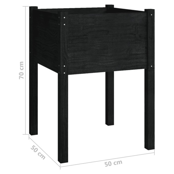 Jardinera de madera maciza de pino negro 50x50x70 cm