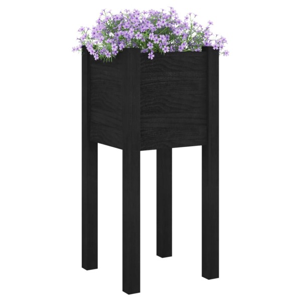 Jardineras 2 unidades madera maciza de pino negro 31x31x70 cm