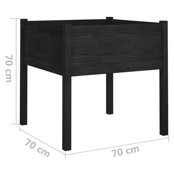 Jardineras 2 uds madera maciza de pino negro 70x70x70 cm