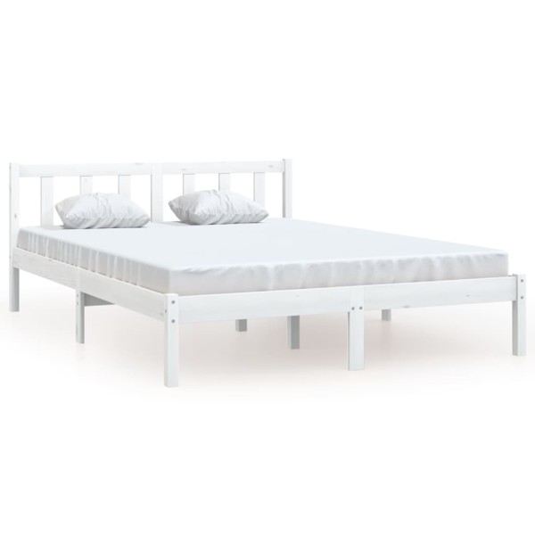 Estructura de cama de madera maciza de pino blanca 160x200 cm