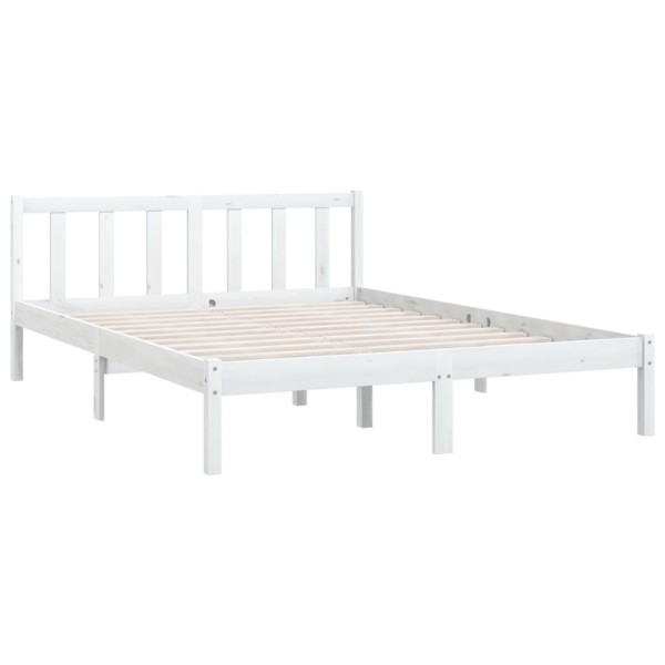 Estructura de cama de madera maciza de pino blanca 160x200 cm