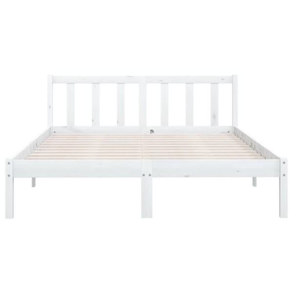 Estructura de cama de madera maciza de pino blanca 160x200 cm