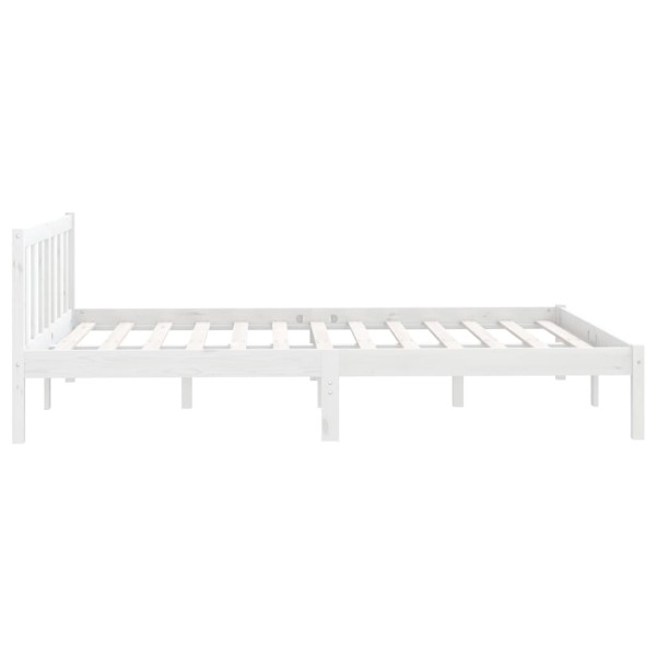 Estructura de cama de madera maciza de pino blanca 160x200 cm